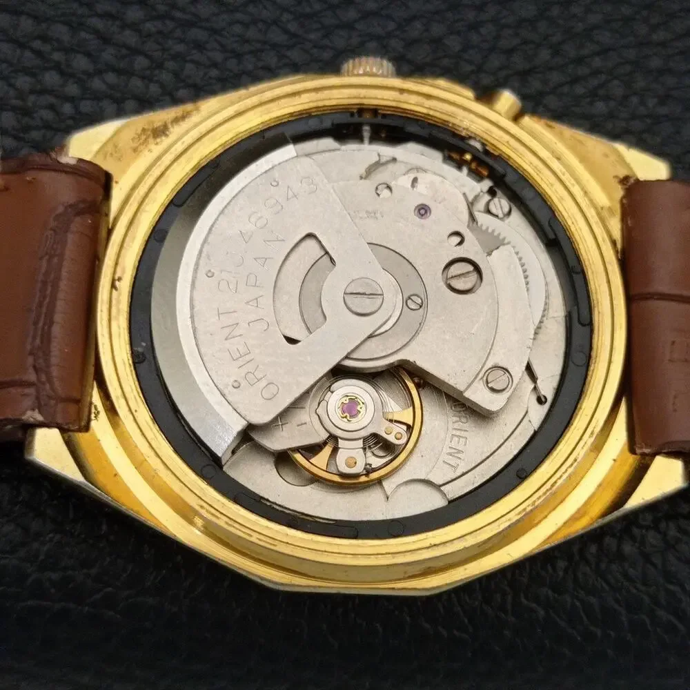 Vintage 1978 Orient Automatic Mens Gold Watch W/daydate & Gold Accents